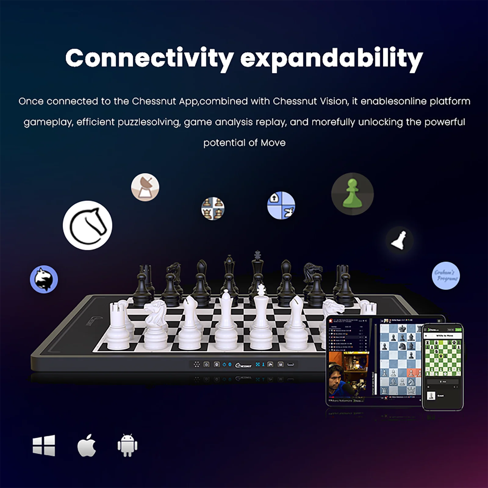 Chessnut Move - Advanced Robotic Chessboard with Wooden Pieces